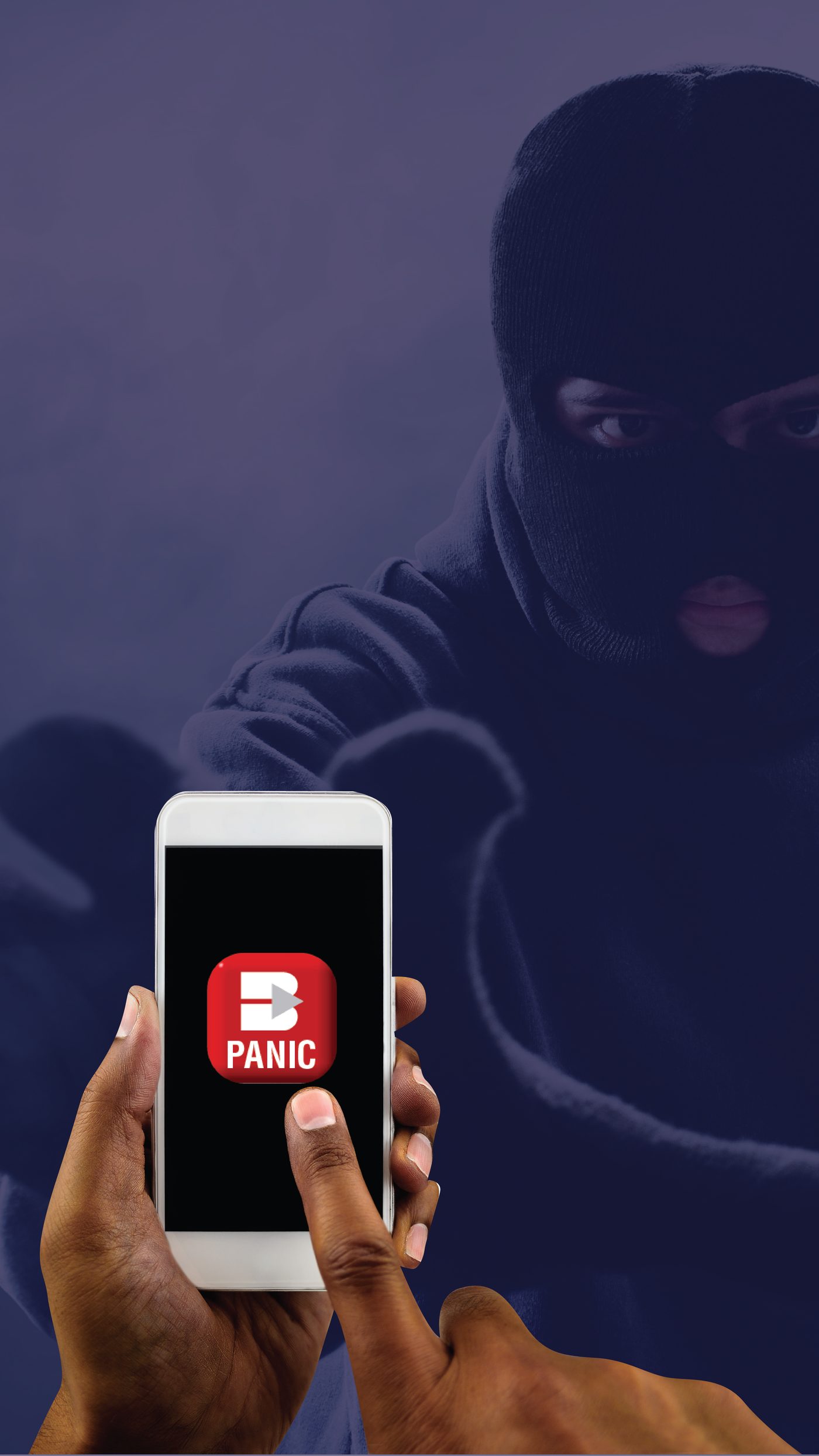 Person holding the Bidvest Panic Alert app on their phone